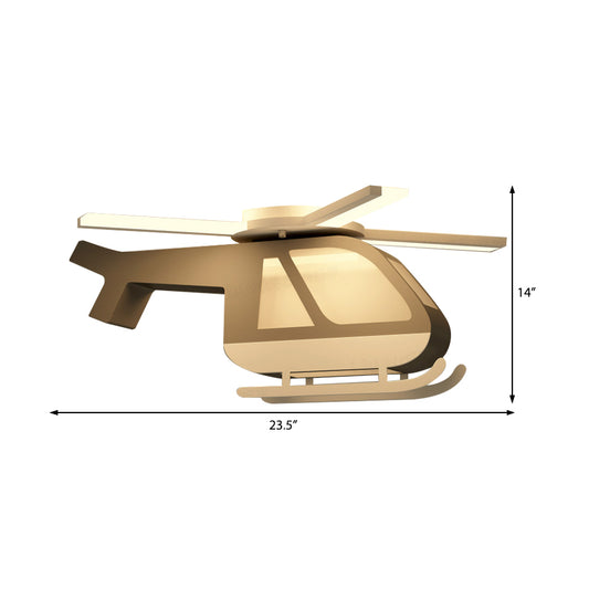 Helicopter Shape Flushmount Light Kids Acrylic and Metal LED White Ceiling Lamp for Children Room, Warm/White Light Clearhalo 'Ceiling Lights' 'Close To Ceiling Lights' 'Close to ceiling' 'Flush mount' Lighting' 216617