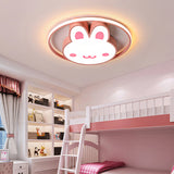 Rabbit Design Bedroom Flush Mount Light Acrylic LED Cartoon Style Flushmount Lamp with Metal Ring in Pink Clearhalo 'Ceiling Lights' 'Close To Ceiling Lights' 'Close to ceiling' 'Flush mount' Lighting' 216628