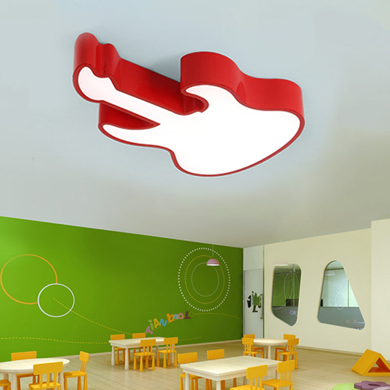 Red/Orange Guitar Flush Ceiling Light Contemporary LED Acrylic Ceiling Lamp for Kindergarten, Warm/White Light Clearhalo 'Ceiling Lights' 'Close To Ceiling Lights' 'Close to ceiling' 'Flush mount' Lighting' 216688