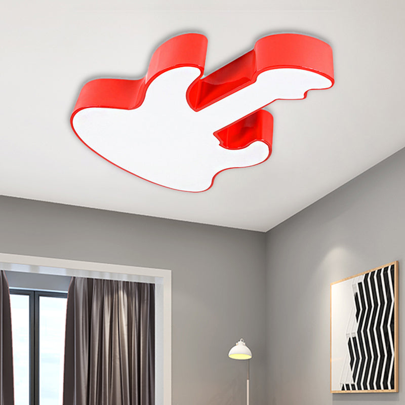 Red/Orange Guitar Flush Ceiling Light Contemporary LED Acrylic Ceiling Lamp for Kindergarten, Warm/White Light Clearhalo 'Ceiling Lights' 'Close To Ceiling Lights' 'Close to ceiling' 'Flush mount' Lighting' 216689