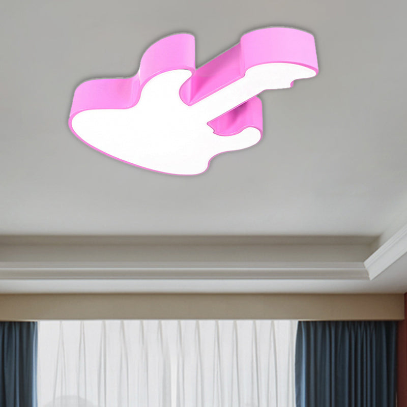 Red/Orange Guitar Flush Ceiling Light Contemporary LED Acrylic Ceiling Lamp for Kindergarten, Warm/White Light Pink Clearhalo 'Ceiling Lights' 'Close To Ceiling Lights' 'Close to ceiling' 'Flush mount' Lighting' 216697