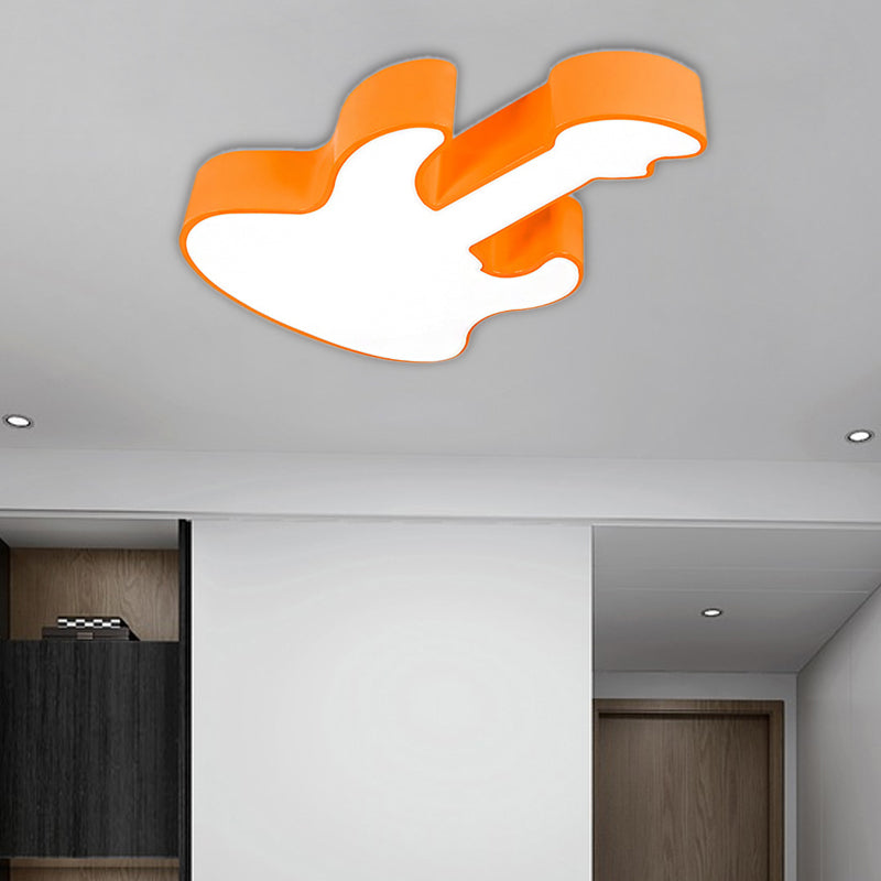 Red/Orange Guitar Flush Ceiling Light Contemporary LED Acrylic Ceiling Lamp for Kindergarten, Warm/White Light Orange Clearhalo 'Ceiling Lights' 'Close To Ceiling Lights' 'Close to ceiling' 'Flush mount' Lighting' 216700