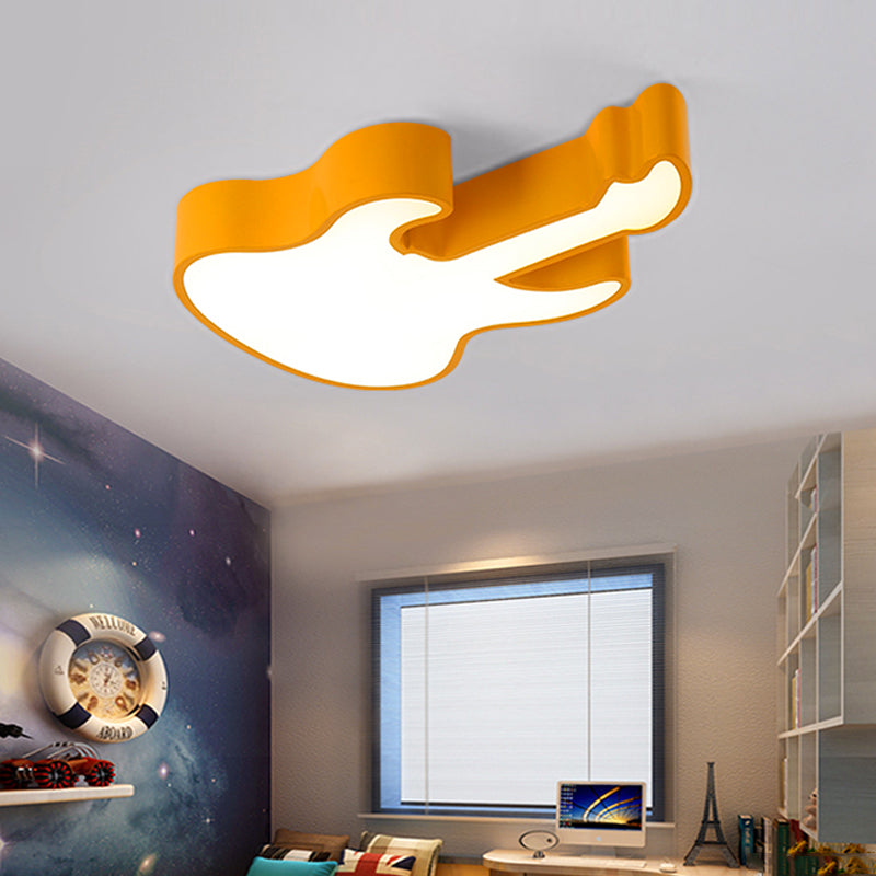 Red/Orange Guitar Flush Ceiling Light Contemporary LED Acrylic Ceiling Lamp for Kindergarten, Warm/White Light Clearhalo 'Ceiling Lights' 'Close To Ceiling Lights' 'Close to ceiling' 'Flush mount' Lighting' 216701