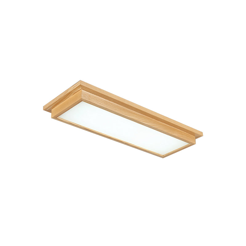 Rectangle Ceiling Mounted Light Modernism Wood Beige LED Flush Mount Lamp in White/Warm/Natural Light with Acrylic Diffuser, 10"/17" Wide Clearhalo 'Ceiling Lights' 'Close To Ceiling Lights' 'Close to ceiling' 'Flush mount' Lighting' 216731