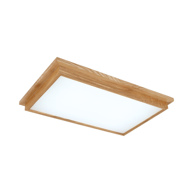 Rectangle Ceiling Mounted Light Modernism Wood Beige LED Flush Mount Lamp in White/Warm/Natural Light with Acrylic Diffuser, 10"/17" Wide Clearhalo 'Ceiling Lights' 'Close To Ceiling Lights' 'Close to ceiling' 'Flush mount' Lighting' 216735