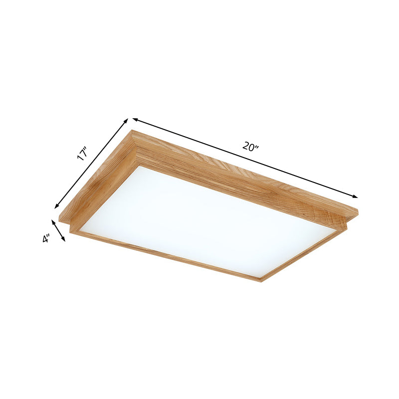 Rectangle Ceiling Mounted Light Modernism Wood Beige LED Flush Mount Lamp in White/Warm/Natural Light with Acrylic Diffuser, 10"/17" Wide Clearhalo 'Ceiling Lights' 'Close To Ceiling Lights' 'Close to ceiling' 'Flush mount' Lighting' 216736