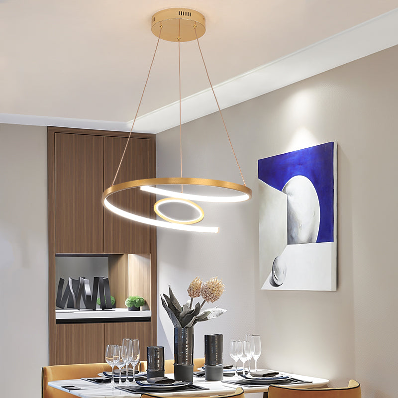 18"/23.5" Wide Twist Chandelier Lamp Modern Acrylic LED Gold Hanging Pendant Lamp in White/Warm Light for Living Room Gold Clearhalo 'Ceiling Lights' 'Chandeliers' 'Modern Chandeliers' 'Modern' Lighting' 216748