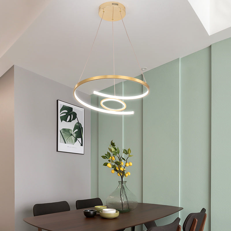 18"/23.5" Wide Twist Chandelier Lamp Modern Acrylic LED Gold Hanging Pendant Lamp in White/Warm Light for Living Room Clearhalo 'Ceiling Lights' 'Chandeliers' 'Modern Chandeliers' 'Modern' Lighting' 216751