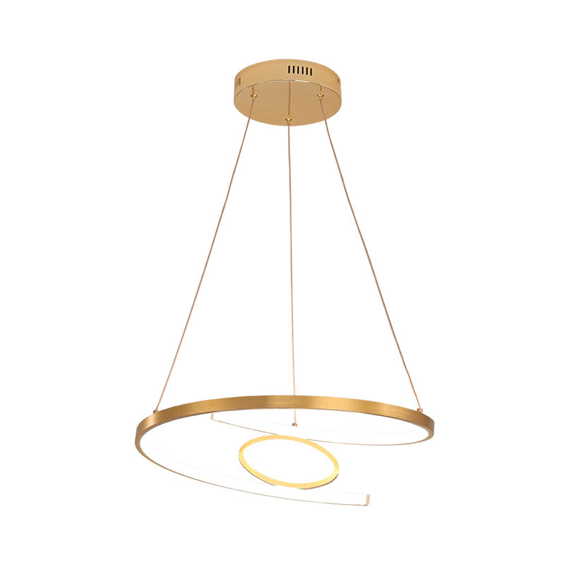 18"/23.5" Wide Twist Chandelier Lamp Modern Acrylic LED Gold Hanging Pendant Lamp in White/Warm Light for Living Room Clearhalo 'Ceiling Lights' 'Chandeliers' 'Modern Chandeliers' 'Modern' Lighting' 216752