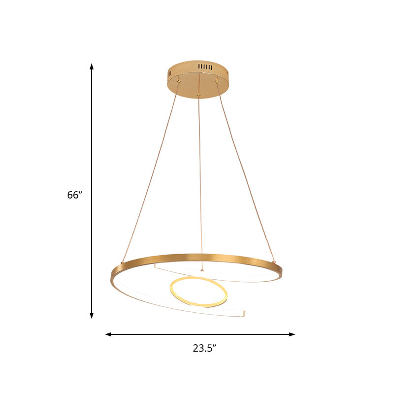 18"/23.5" Wide Twist Chandelier Lamp Modern Acrylic LED Gold Hanging Pendant Lamp in White/Warm Light for Living Room Clearhalo 'Ceiling Lights' 'Chandeliers' 'Modern Chandeliers' 'Modern' Lighting' 216754