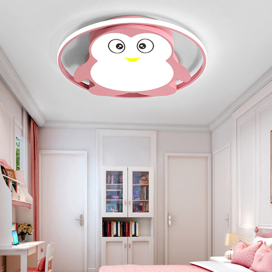 Penguin Bedroom Flushmount Ceiling Fixture Acrylic LED Cartoon Stylish Flush Mount Fixture in Blue/Pink Clearhalo 'Ceiling Lights' 'Close To Ceiling Lights' 'Close to ceiling' 'Flush mount' Lighting' 216757