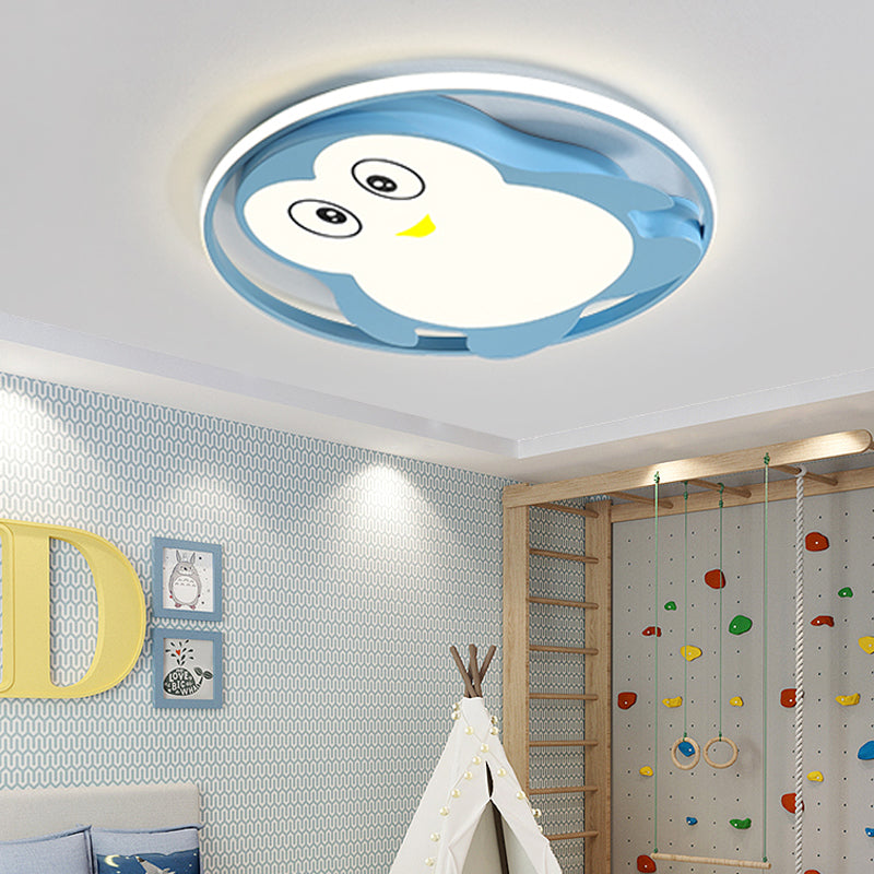 Penguin Bedroom Flushmount Ceiling Fixture Acrylic LED Cartoon Stylish Flush Mount Fixture in Blue/Pink Clearhalo 'Ceiling Lights' 'Close To Ceiling Lights' 'Close to ceiling' 'Flush mount' Lighting' 216761