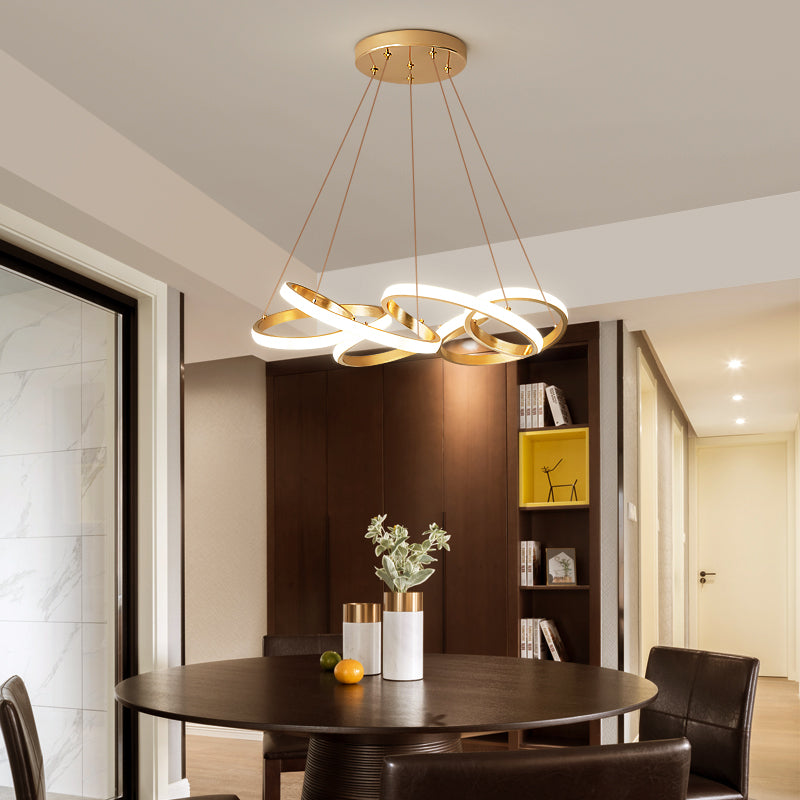 19.5"/25.5" Wide Curve Chandelier Lamp Modernism Acrylic LED Gold Hanging Pendant Lamp in White/Warm Light for Living Room Gold Clearhalo 'Ceiling Lights' 'Chandeliers' 'Modern Chandeliers' 'Modern' Lighting' 216763