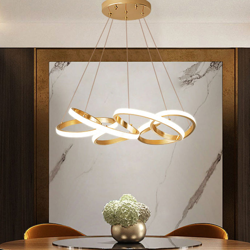 19.5"/25.5" Wide Curve Chandelier Lamp Modernism Acrylic LED Gold Hanging Pendant Lamp in White/Warm Light for Living Room Clearhalo 'Ceiling Lights' 'Chandeliers' 'Modern Chandeliers' 'Modern' Lighting' 216764