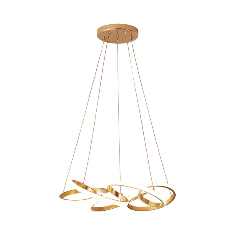 19.5"/25.5" Wide Curve Chandelier Lamp Modernism Acrylic LED Gold Hanging Pendant Lamp in White/Warm Light for Living Room Clearhalo 'Ceiling Lights' 'Chandeliers' 'Modern Chandeliers' 'Modern' Lighting' 216767