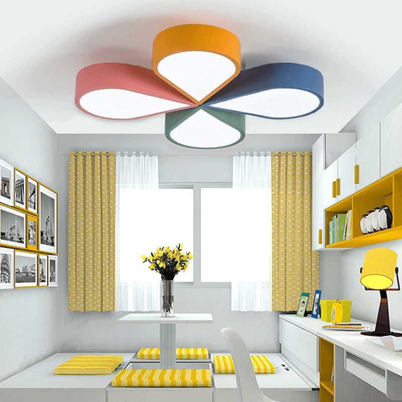 Flower/Windmill Design Flush Mount Lighting Modern Acrylic LED Yellow and Green Ceiling Lamp in Warm/White Light Clearhalo 'Ceiling Lights' 'Close To Ceiling Lights' 'Close to ceiling' 'Flush mount' Lighting' 216776