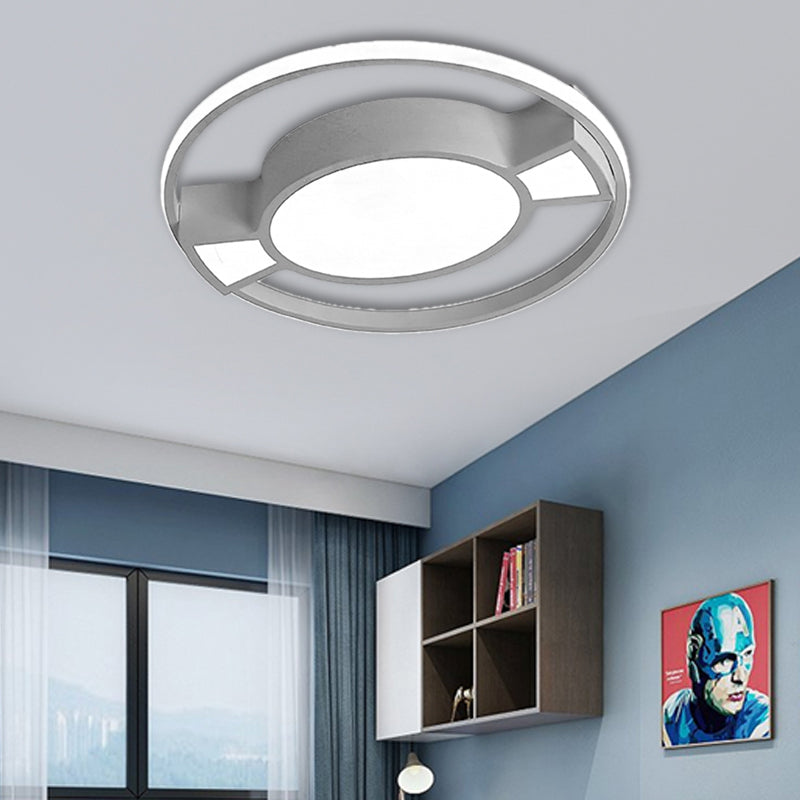 Metal Ring Flushmount Lamp Contemporary LED Flush Pendant Light with Candy Design in Blue/Pink for Child Bedroom White Clearhalo 'Ceiling Lights' 'Close To Ceiling Lights' 'Close to ceiling' 'Flush mount' Lighting' 216786