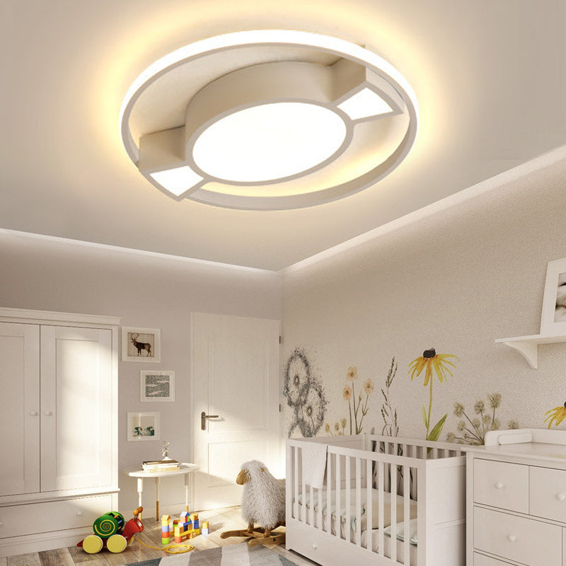 Metal Ring Flushmount Lamp Contemporary LED Flush Pendant Light with Candy Design in Blue/Pink for Child Bedroom Clearhalo 'Ceiling Lights' 'Close To Ceiling Lights' 'Close to ceiling' 'Flush mount' Lighting' 216787