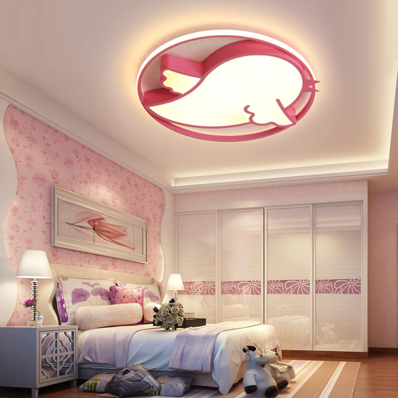 Bird Shaped Flushmount Light Kids Acrylic LED Blue/Pink Ceiling Light Fixture with Metal Ring for Child Bedroom Clearhalo 'Ceiling Lights' 'Close To Ceiling Lights' 'Close to ceiling' 'Flush mount' Lighting' 216790