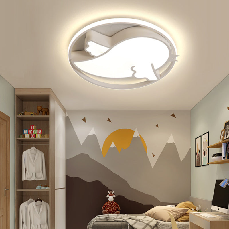 Bird Shaped Flushmount Light Kids Acrylic LED Blue/Pink Ceiling Light Fixture with Metal Ring for Child Bedroom White Clearhalo 'Ceiling Lights' 'Close To Ceiling Lights' 'Close to ceiling' 'Flush mount' Lighting' 216794