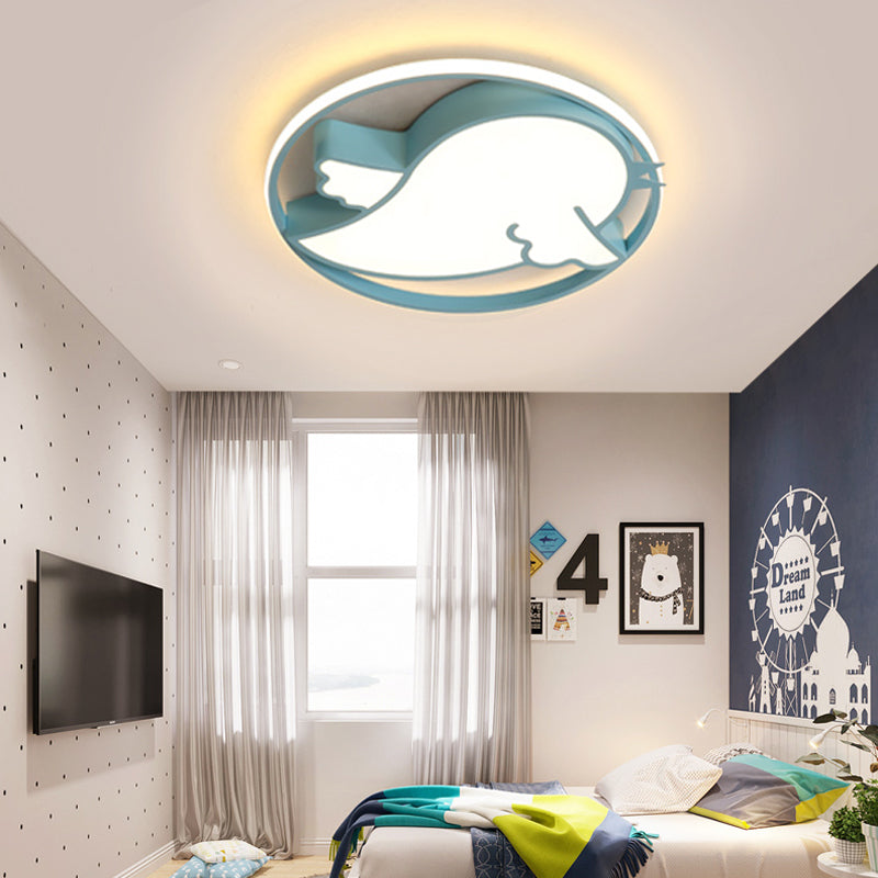 Bird Shaped Flushmount Light Kids Acrylic LED Blue/Pink Ceiling Light Fixture with Metal Ring for Child Bedroom Blue Clearhalo 'Ceiling Lights' 'Close To Ceiling Lights' 'Close to ceiling' 'Flush mount' Lighting' 216797