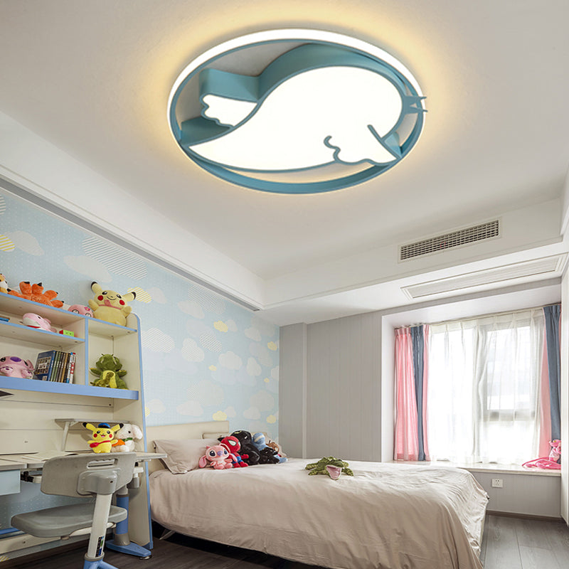 Bird Shaped Flushmount Light Kids Acrylic LED Blue/Pink Ceiling Light Fixture with Metal Ring for Child Bedroom Clearhalo 'Ceiling Lights' 'Close To Ceiling Lights' 'Close to ceiling' 'Flush mount' Lighting' 216798