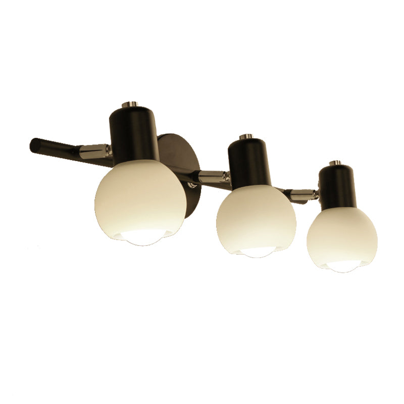 Globe Frosted Glass Vanity Lighting Traditional Style 2/3 Lights Bathroom Wall Mounted Lamp in Black Clearhalo 'Vanity Lights' 'Wall Lights' Lighting' 216803