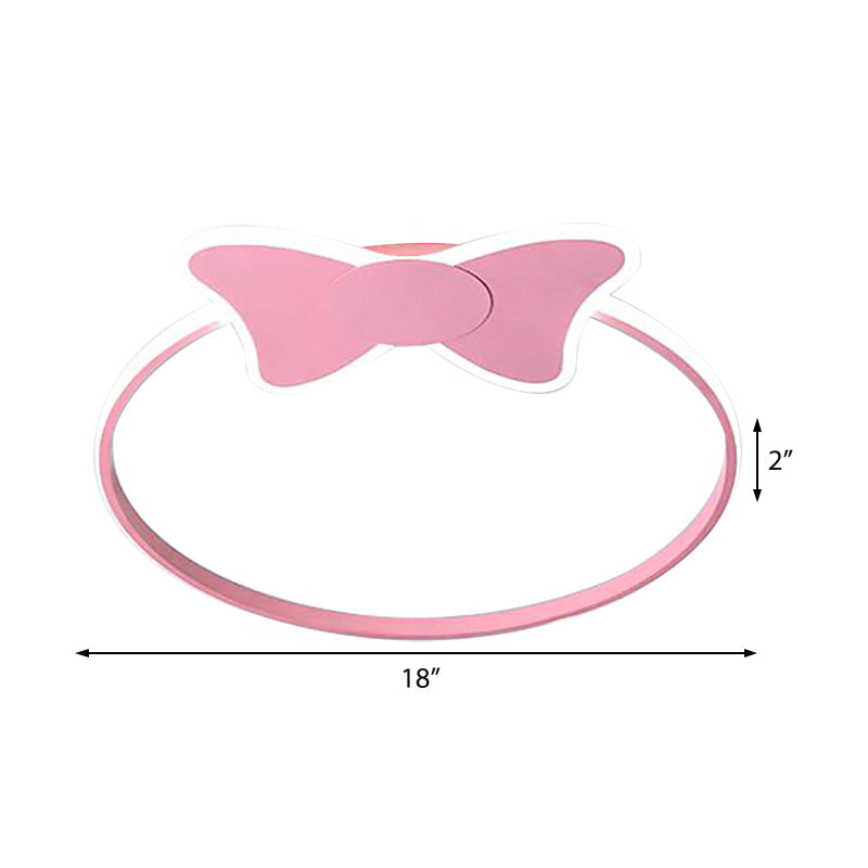 Pink/White Ring Flush Light Modern Stylish LED Aluminum and Acrylic Flush Mount Lighting with Bowknot/Cloud Decoration Clearhalo 'Ceiling Lights' 'Close To Ceiling Lights' 'Close to ceiling' 'Flush mount' Lighting' 216921