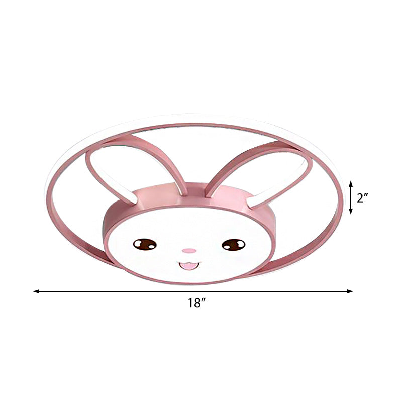 Cartoon Style Cat/Rabbit Flush Mount Lighting Metal LED Bedroom Flush Pendant Light with Acrylic Shade in Pink Clearhalo 'Ceiling Lights' 'Close To Ceiling Lights' 'Close to ceiling' 'Flush mount' Lighting' 216946