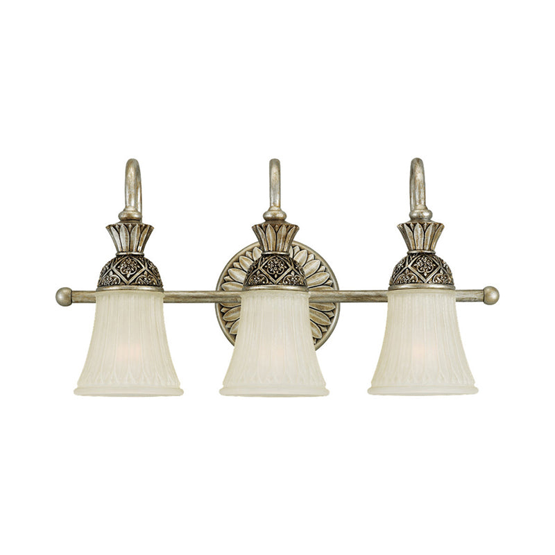 Frosted Glass Bell Vanity Lighting Classic 2/3 Lights Bathroom Wall Mounted Lamp in Bronze Clearhalo 'Vanity Lights' 'Wall Lights' Lighting' 216965