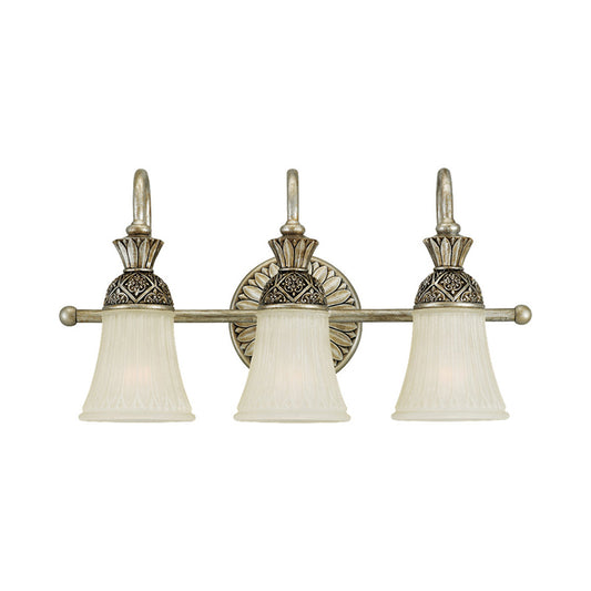 Frosted Glass Bell Vanity Lighting Classic 2/3 Lights Bathroom Wall Mounted Lamp in Bronze Clearhalo 'Vanity Lights' 'Wall Lights' Lighting' 216965