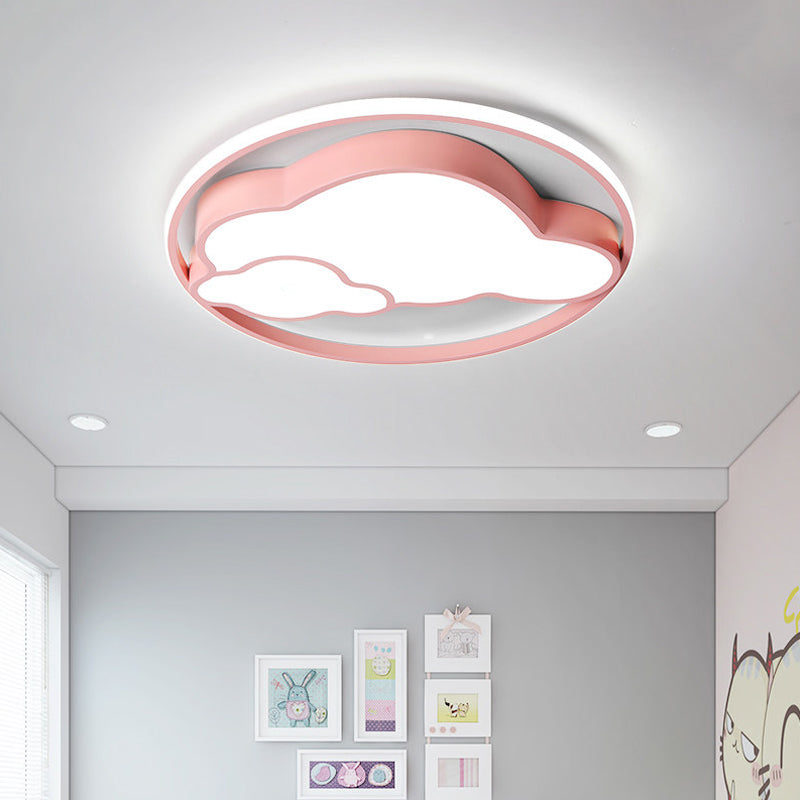 Contemporary Cloud Shade Flush Pendant Light Acrylic LED Child Bedroom Blue/Pink Ceiling Lamp in Warm/White Light Pink Clearhalo 'Ceiling Lights' 'Close To Ceiling Lights' 'Close to ceiling' 'Flush mount' Lighting' 216968