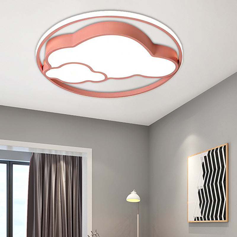 Contemporary Cloud Shade Flush Pendant Light Acrylic LED Child Bedroom Blue/Pink Ceiling Lamp in Warm/White Light Clearhalo 'Ceiling Lights' 'Close To Ceiling Lights' 'Close to ceiling' 'Flush mount' Lighting' 216969