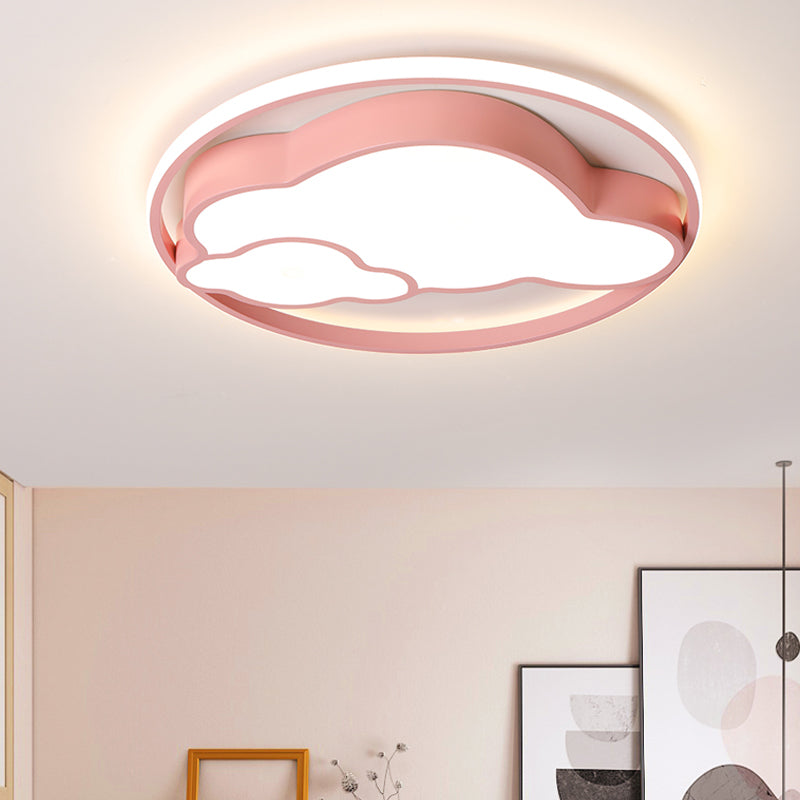 Contemporary Cloud Shade Flush Pendant Light Acrylic LED Child Bedroom Blue/Pink Ceiling Lamp in Warm/White Light Clearhalo 'Ceiling Lights' 'Close To Ceiling Lights' 'Close to ceiling' 'Flush mount' Lighting' 216970