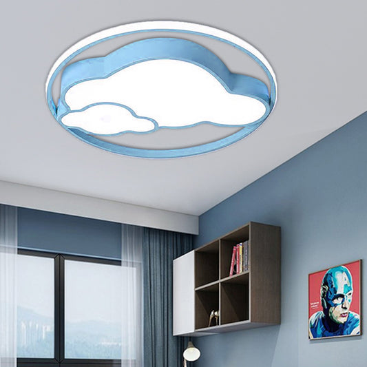 Contemporary Cloud Shade Flush Pendant Light Acrylic LED Child Bedroom Blue/Pink Ceiling Lamp in Warm/White Light Blue Clearhalo 'Ceiling Lights' 'Close To Ceiling Lights' 'Close to ceiling' 'Flush mount' Lighting' 216973