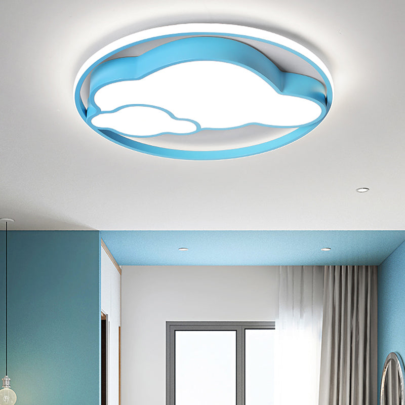 Contemporary Cloud Shade Flush Pendant Light Acrylic LED Child Bedroom Blue/Pink Ceiling Lamp in Warm/White Light Clearhalo 'Ceiling Lights' 'Close To Ceiling Lights' 'Close to ceiling' 'Flush mount' Lighting' 216974