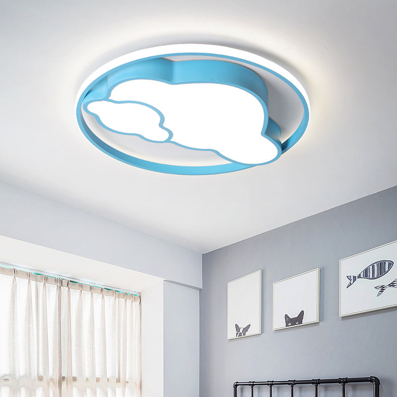 Contemporary Cloud Shade Flush Pendant Light Acrylic LED Child Bedroom Blue/Pink Ceiling Lamp in Warm/White Light Clearhalo 'Ceiling Lights' 'Close To Ceiling Lights' 'Close to ceiling' 'Flush mount' Lighting' 216975