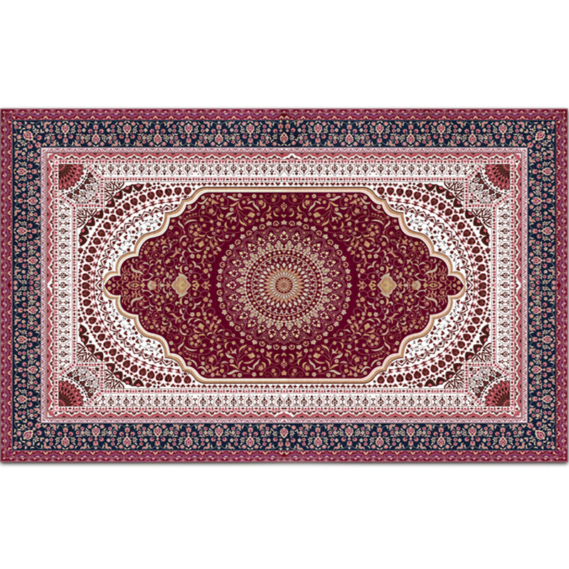 Vintage Digital Printing Geometric Rug Multicolor Boho Chic Carpet Synthetics Stain Resistant Anti-Slip Pet Friendly Rug for Home Rose Red Clearhalo 'Area Rug' 'Bohemian' 'Rugs' Rug' 2170057