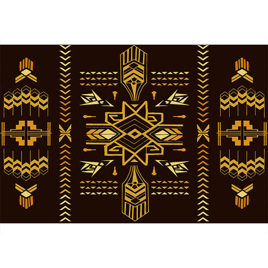 Bohemian Mosaic Tile Print Rug Multicolored Polypropylene Rug Stain Resistant Washable Non-Slip Backing Rug for Home Decoration Black-Gold Clearhalo 'Area Rug' 'Bohemian' 'Rugs' Rug' 2170244