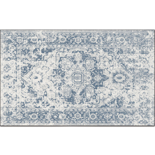 Nostalgia Multicolor Patterned Rug Polyester Bohemia Rug Anti-Slip Backing Stain Resistant Washable Carpet for Home Decor White-Blue Clearhalo 'Area Rug' 'Bohemian' 'Rugs' Rug' 2170282