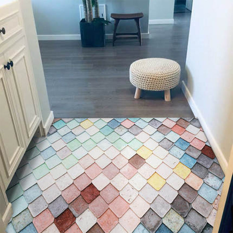 Fashion Boho Chic Rug Multi Color Rhombus Printing Carpet Machine Washable Pet Friendly Anti-Slip Backing Rug for Home Blue-Pink Clearhalo 'Area Rug' 'Bohemian' 'Rugs' Rug' 2170296