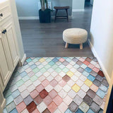 Fashion Boho Chic Rug Multi Color Rhombus Printing Carpet Machine Washable Pet Friendly Anti-Slip Backing Rug for Home Blue-Pink Clearhalo 'Area Rug' 'Bohemian' 'Rugs' Rug' 2170296