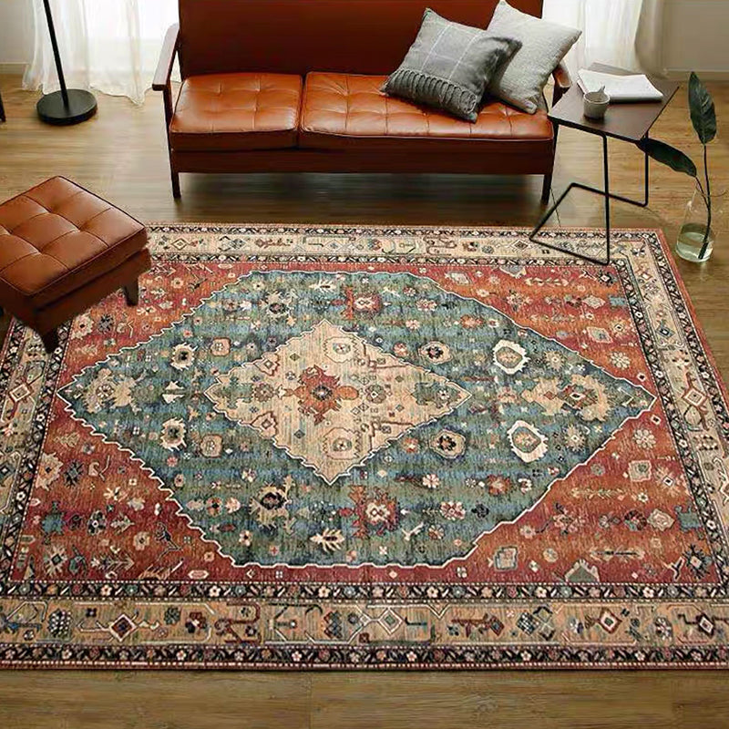 Fashion Boho Chic Rug Multi Color Rhombus Printing Carpet Machine Washable Pet Friendly Anti-Slip Backing Rug for Home Red-Green Clearhalo 'Area Rug' 'Bohemian' 'Rugs' Rug' 2170297