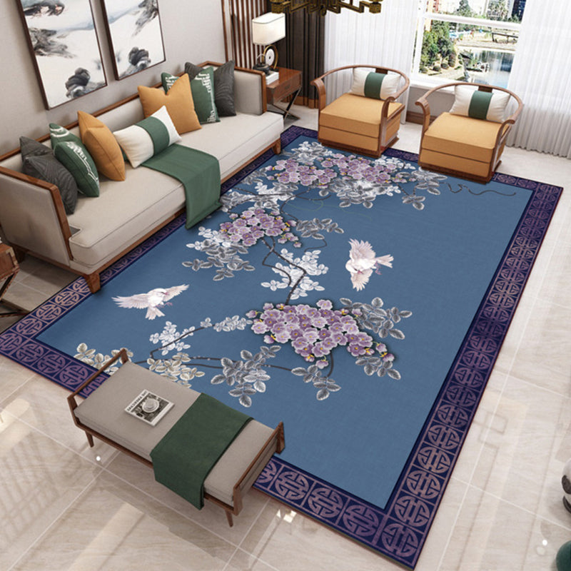 Traditional Chinoiserie Rug Multicolor Landscape Print Rug Pet Friendly Washable Non-Slip Carpet for Home Royal Blue Clearhalo 'Area Rug' 'Rug' 2170436