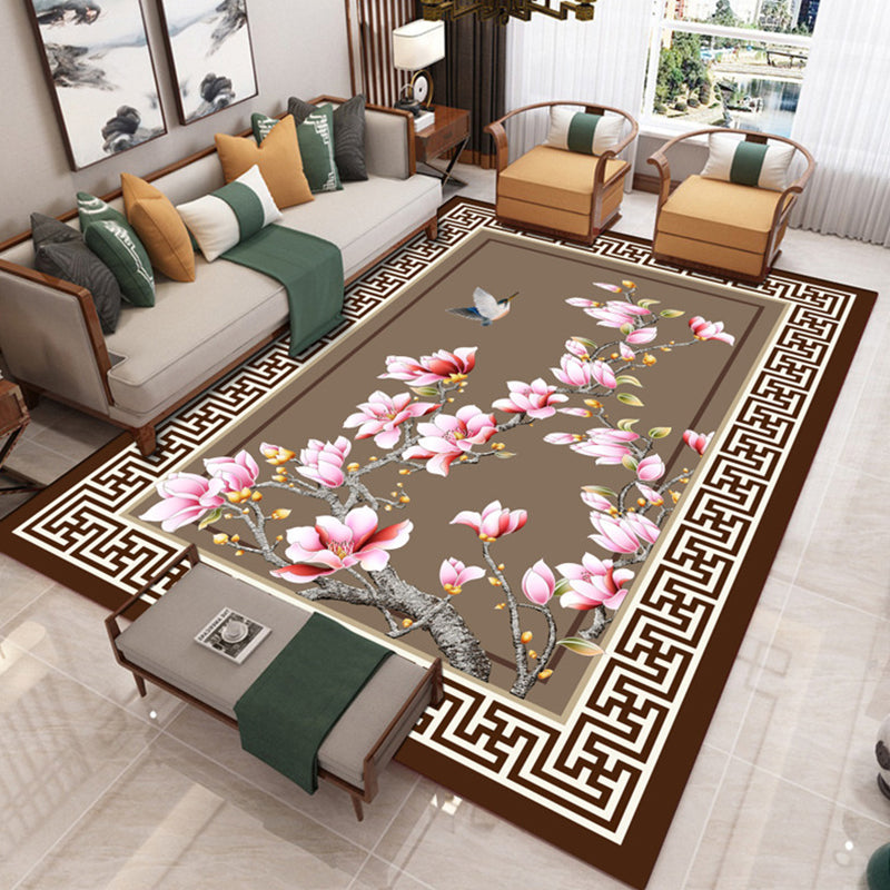 Traditional Chinoiserie Rug Multicolor Landscape Print Rug Pet Friendly Washable Non-Slip Carpet for Home Pink Clearhalo 'Area Rug' 'Rug' 2170446