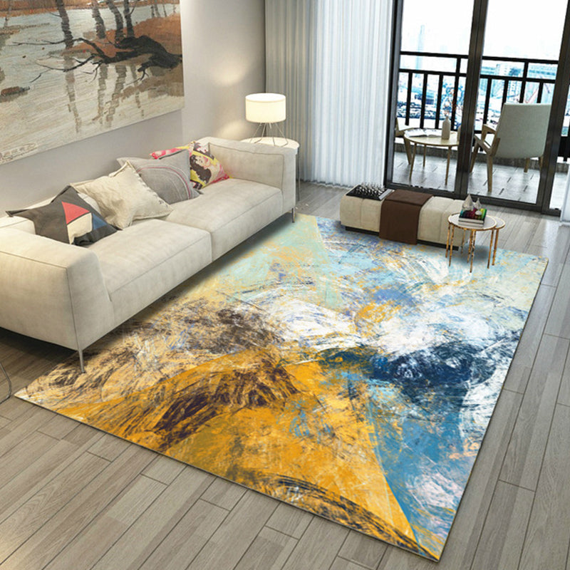 Asian Abstract Painting Rug Multi-Color Polypropylene Carpet Machine Washable Anti-Slip Backing Stain Resistant Rug for Great Room Yellow Clearhalo 'Area Rug' 'Rug' 2170458