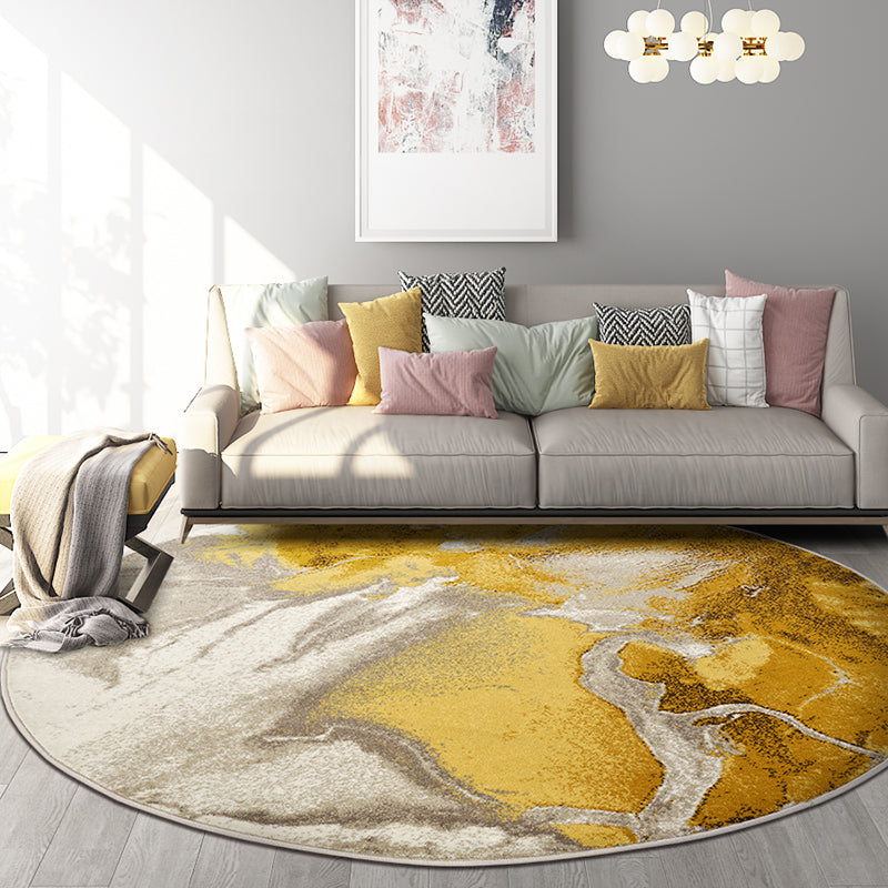 Artistic Abstract Print Rug Yellow Retro Carpet Polypropylene Stain Resistant Machine Washable Anti-Slip Backing Rug for Bedroom Yellow Clearhalo 'Area Rug' 'Rug' 2170497