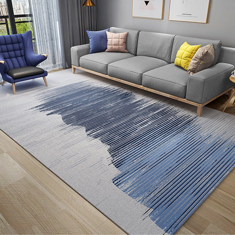 Cyberpunk Abstract Lines Print Rug Multi-Color Polypropylene Rug Stain Resistant Non-Slip Pet Friendly Carpet for Home Dark Blue Clearhalo 'Area Rug' 'Rug' 2170531