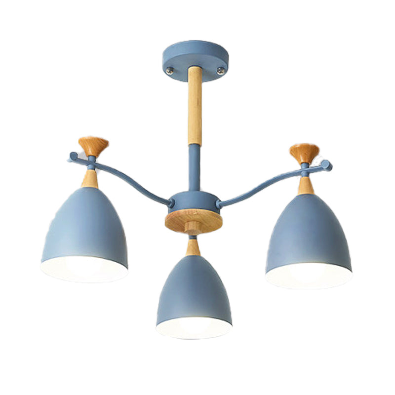 Contemporary Cone Chandelier Pendant Light Metal 3/6/8 Lights Hanging Ceiling Light in Grey/White/Green for Bedroom Clearhalo 'Ceiling Lights' 'Chandeliers' 'Modern Chandeliers' 'Modern' Lighting' 217080