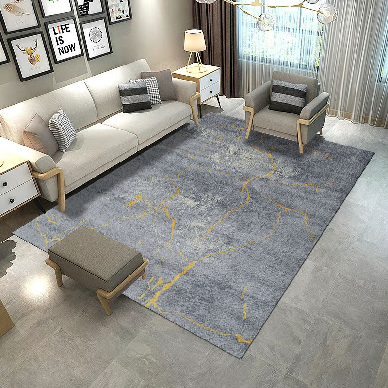 Grey Abstract Area Rug Synthetics Industrial Rug Washable Anti